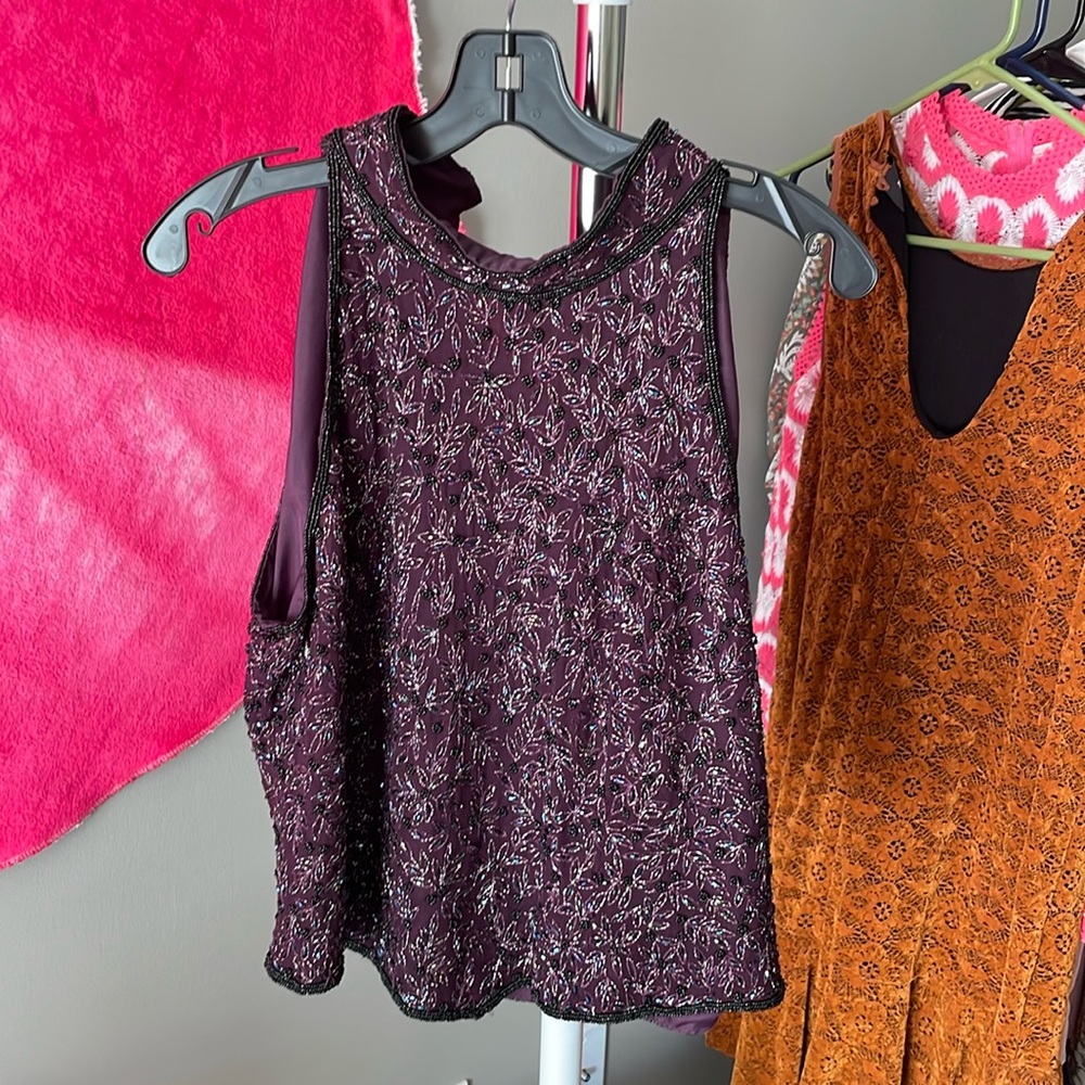 Papell Boutique Purple Sleeveless Blouse